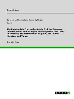 cover image of The Right to Fair Trial under Article 6 of the European Convention on Human Rights in Immigration Law Cases in Germany, the Netherlands, Belgium, the United Kingdom and Turkey